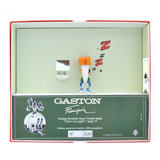 figurines-gaston-dormant-dans-l-essuie-main-gaston-collection-boite-pixi