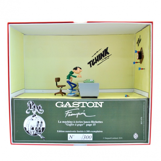 figurines-la-machine-a-ecrire-lance-flechette-gaston-collection-boite-pixi